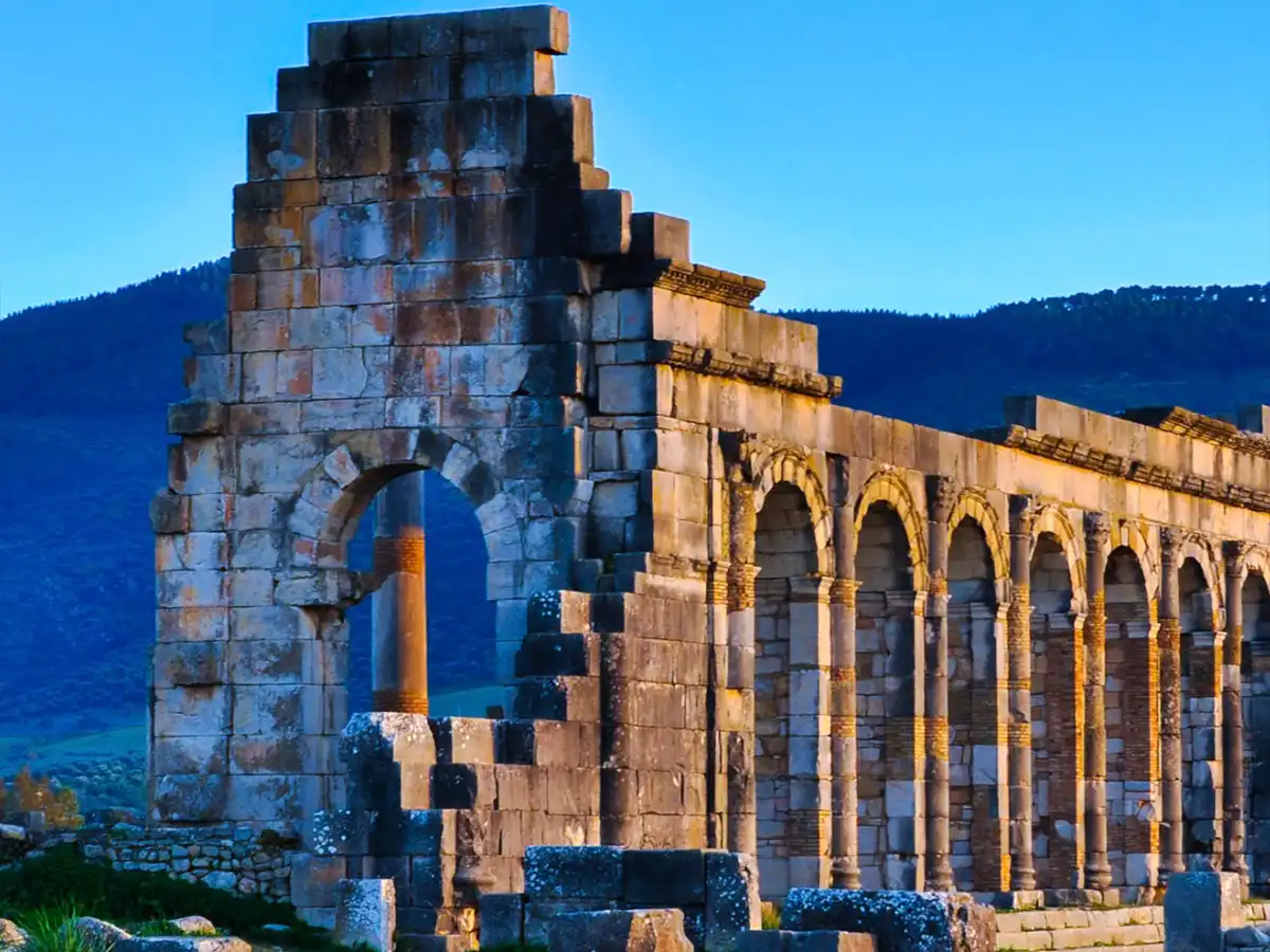 Volubilis Roman ruins near Meknes Morocco ancient columns and arches