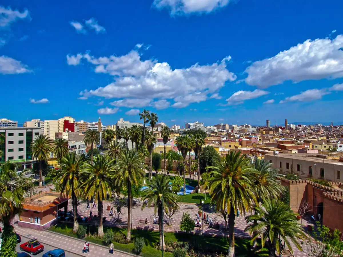 Oujda medina palm square Morocco city atmosphere