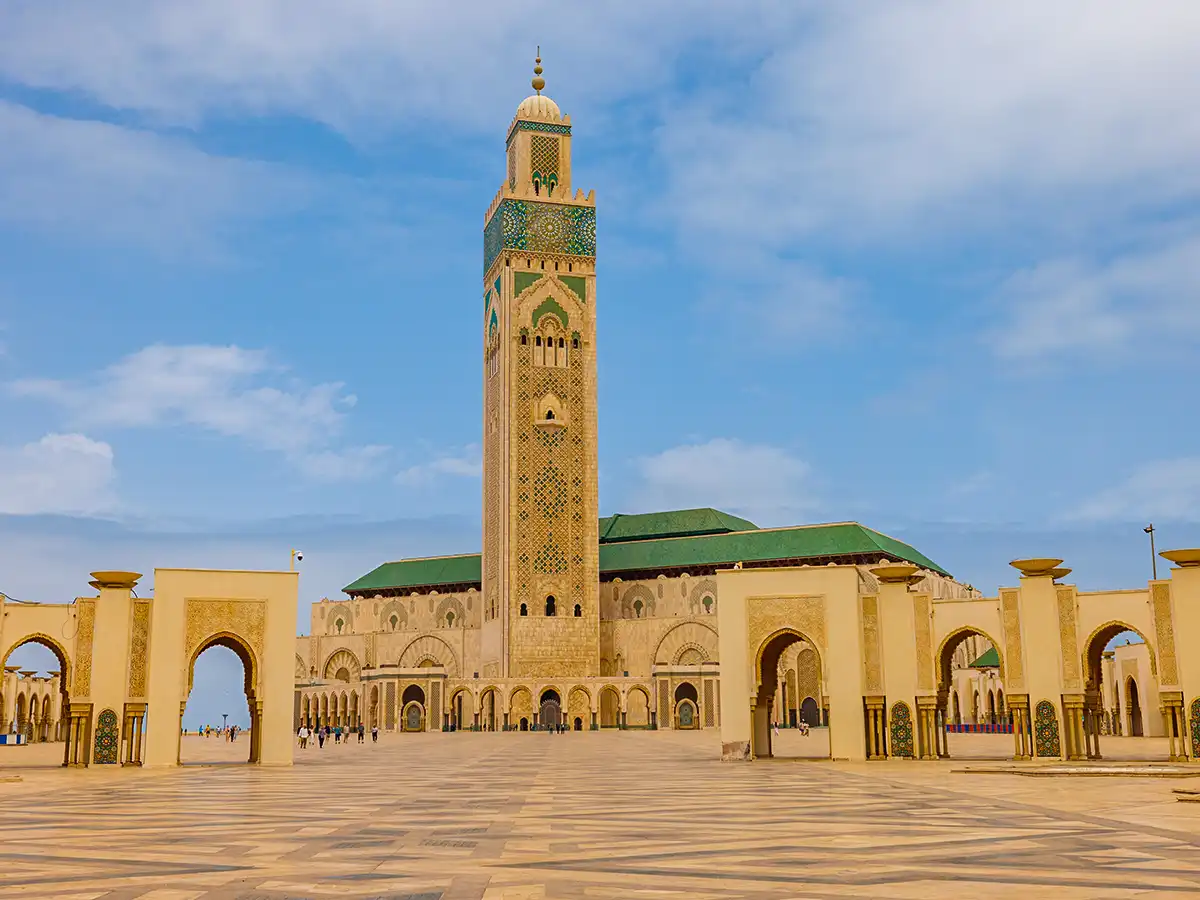 Ornate Moroccan mosque architecture and tilework