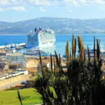 Tangier City with white buildings overlooking the Strait of Gibraltar