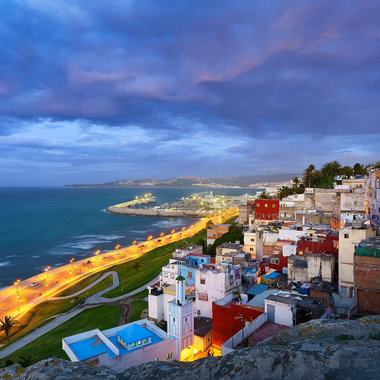 Cape Spartel lighthouse overlooking the meeting point of two seas in Tangier Morocco.