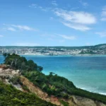 Tetouan City beach in northern Morocco with clear water and coastal landscape